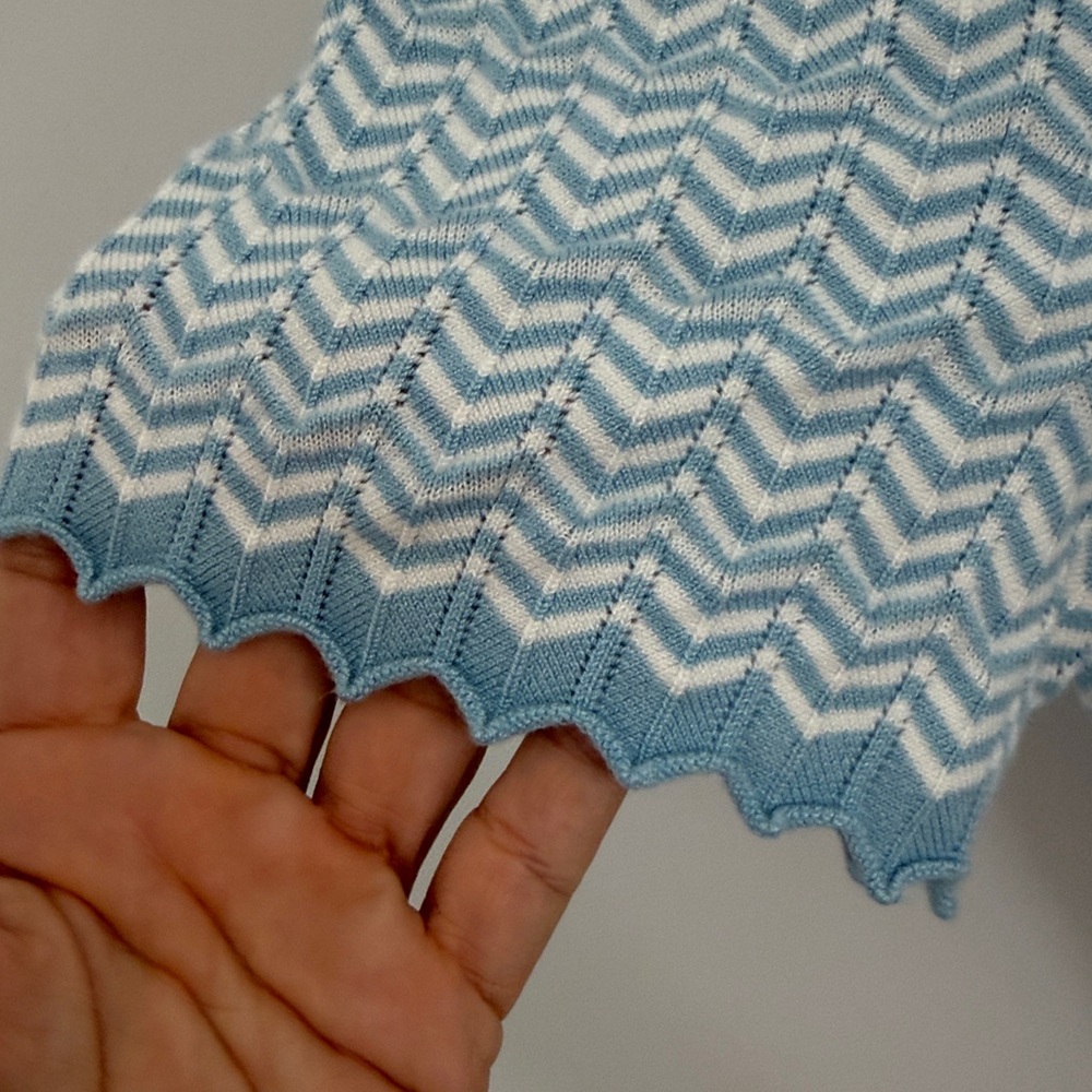 Design History Light Blue Zigzag Short Sleeve Top - Picture 3 of 4